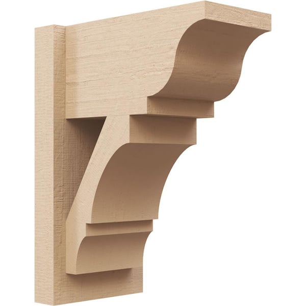 Ekena Millwork 8 in. x 18 in. x 14 in. Balboa Traditional Rough Cedar Woodgrain Timberthane Polyurethane Outlooker, Primed Tan