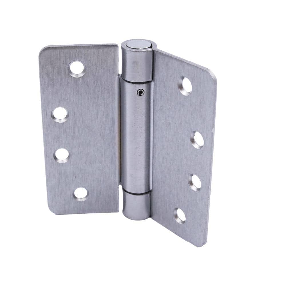 4 in. x 1/4 in. Radius Satin Chrome Adjustable Spring Door Hinge