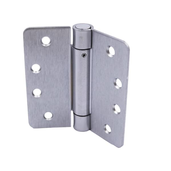 4 in. x 1/4 in. Radius Satin Chrome Adjustable Spring Door Hinge
