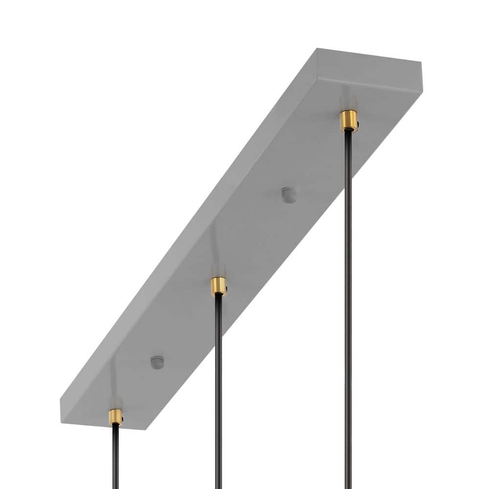 Apollo Adjustable Trio Pendant in Gray/Brass Gold with LED Lights