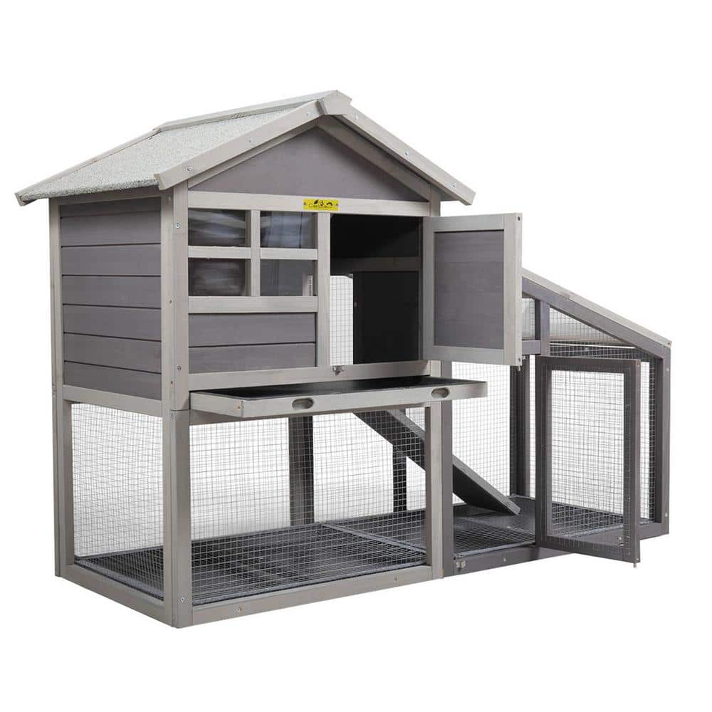 COZIWOW 2-Story Wooden Rabbit Hutch Pet Enclosure CW12L0349 - The Home ...