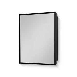 16 in. W x 24 in. H Rectangular Black Framed Iron Medicine Cabinet with Mirror