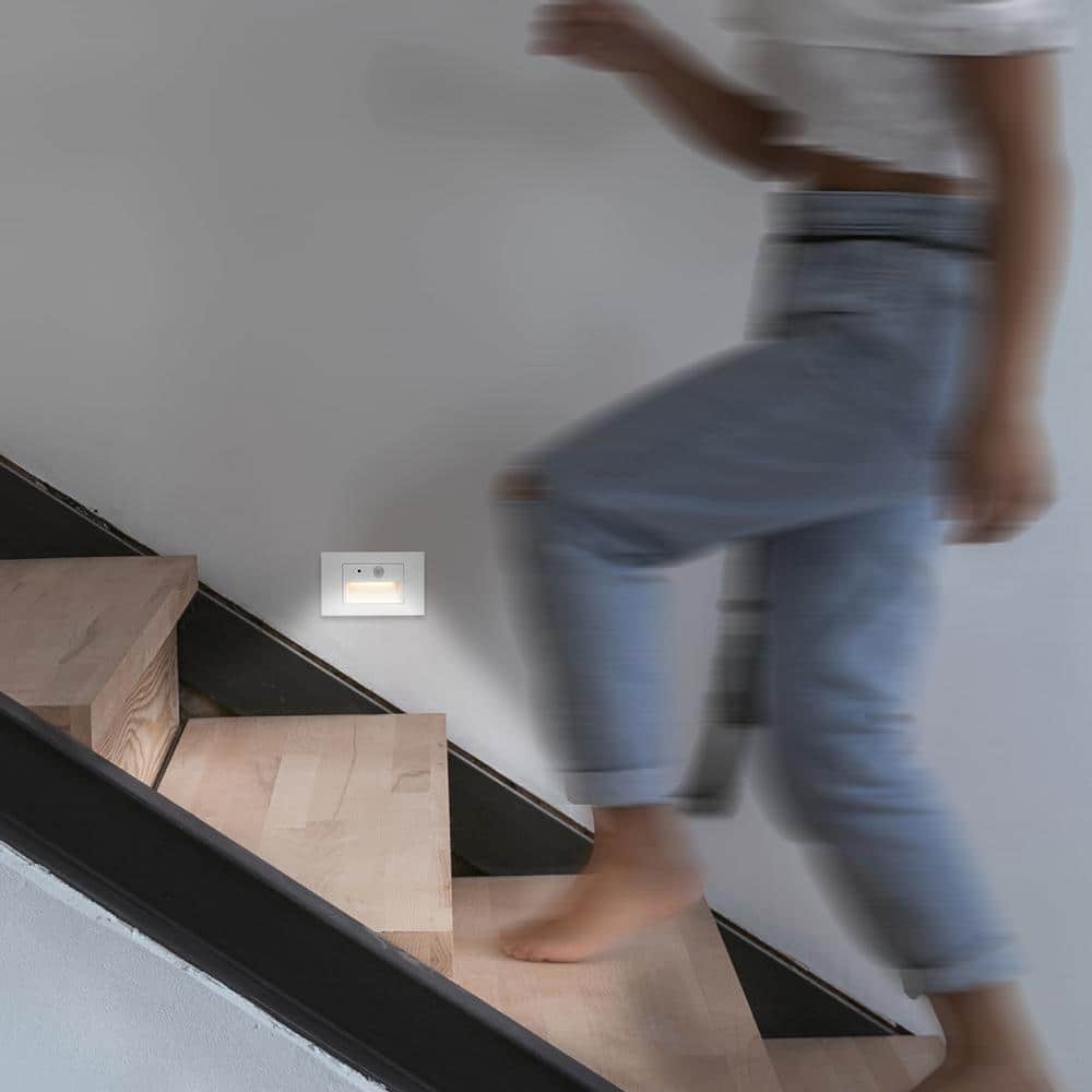 White Adjustable LED Motion Sensor Step Lights, 2-Pack