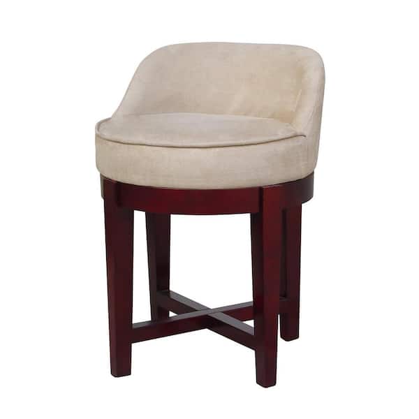 Teamson Home Microfiber Beige Upholstered Swivel Chair with Solid Wood Legs