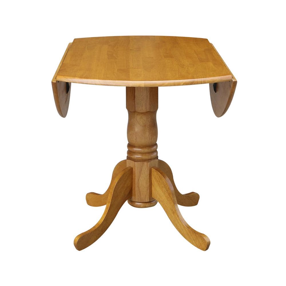 Contemporary 44.5" Round Oak Wood Extendable Dining Table
