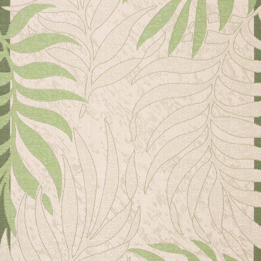 Cream and Green Botanical Indoor/Outdoor Synthetic Area Rug