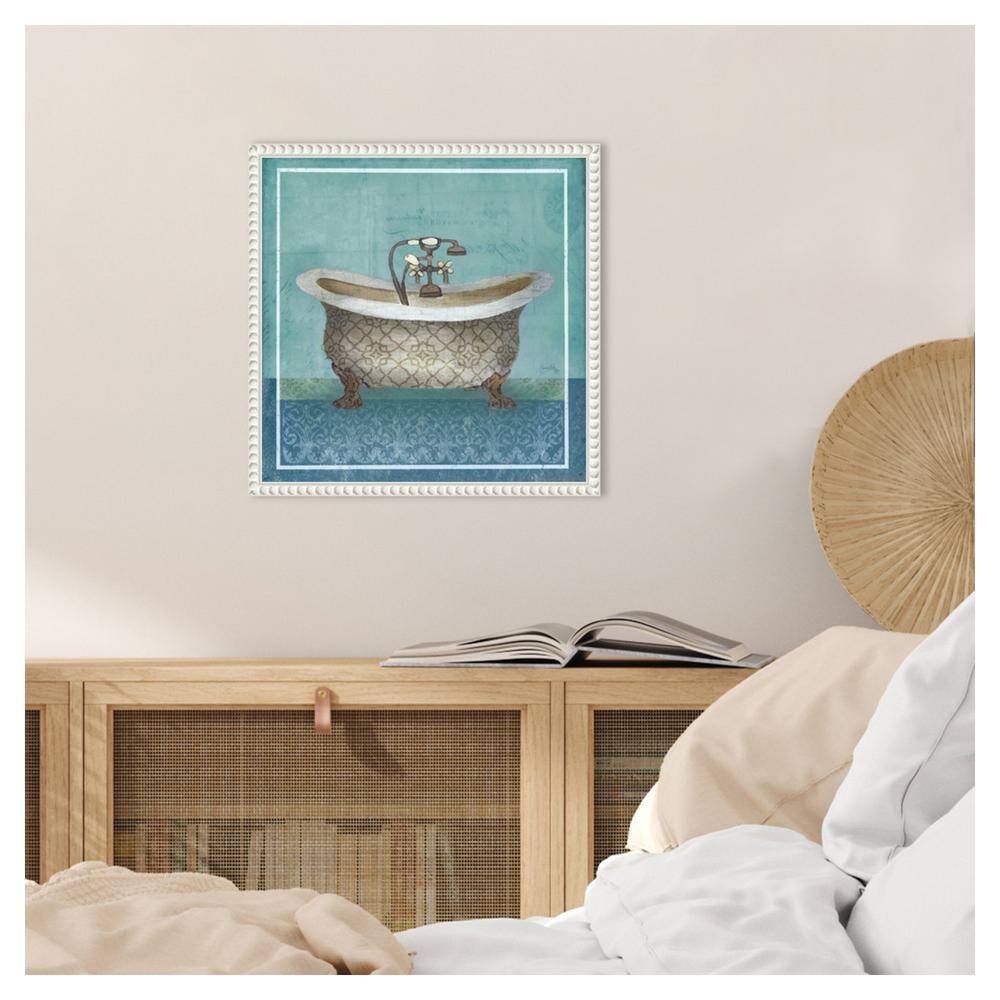 Regal Blue Bathtub Canvas Print with Beaded Frame