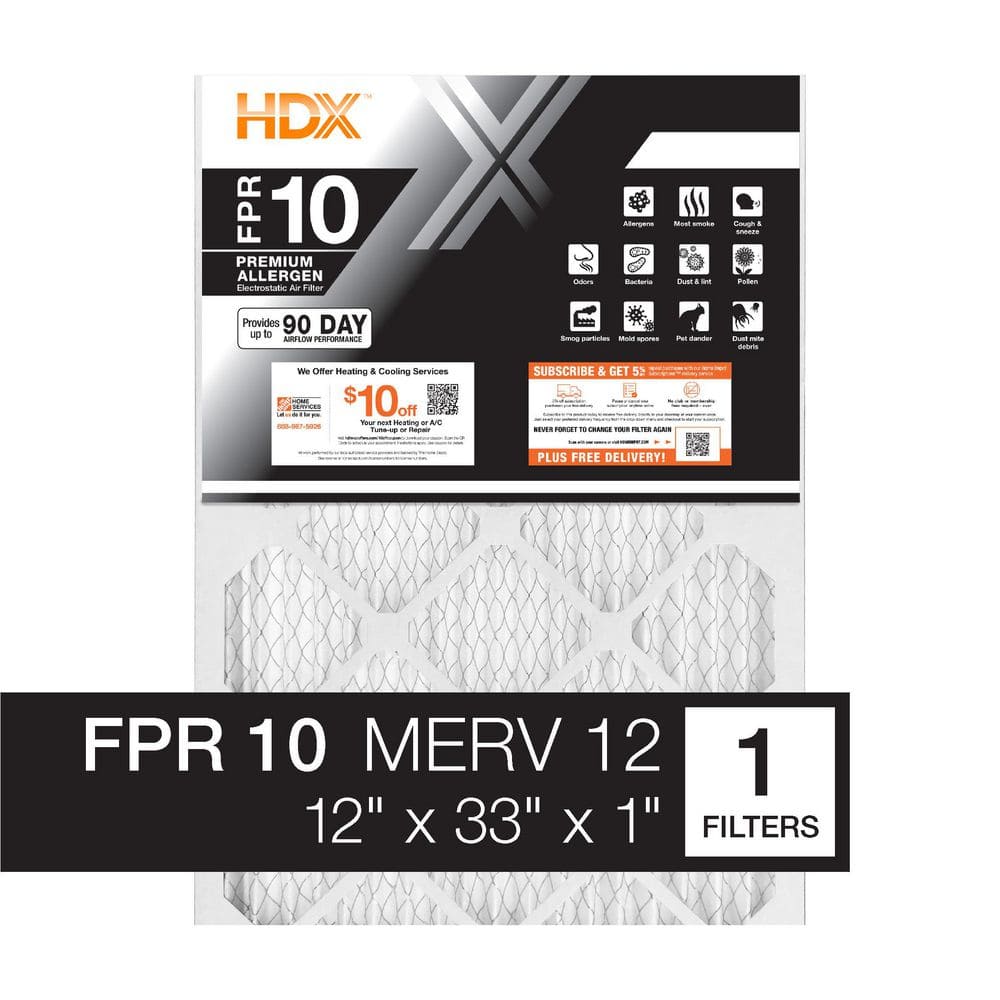 12 in. x 33 in. x 1 in. Premium Pleated Air Filter FPR 10, MERV 12 price history on PriceWatchPro