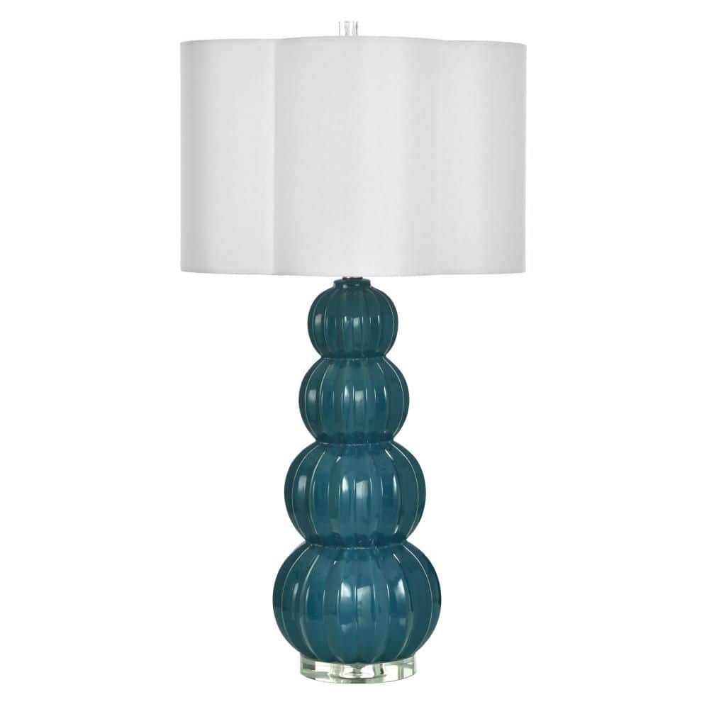 Ophelia 33 in. Navy Table Lamp with White Linen Shade price history on PriceWatchPro