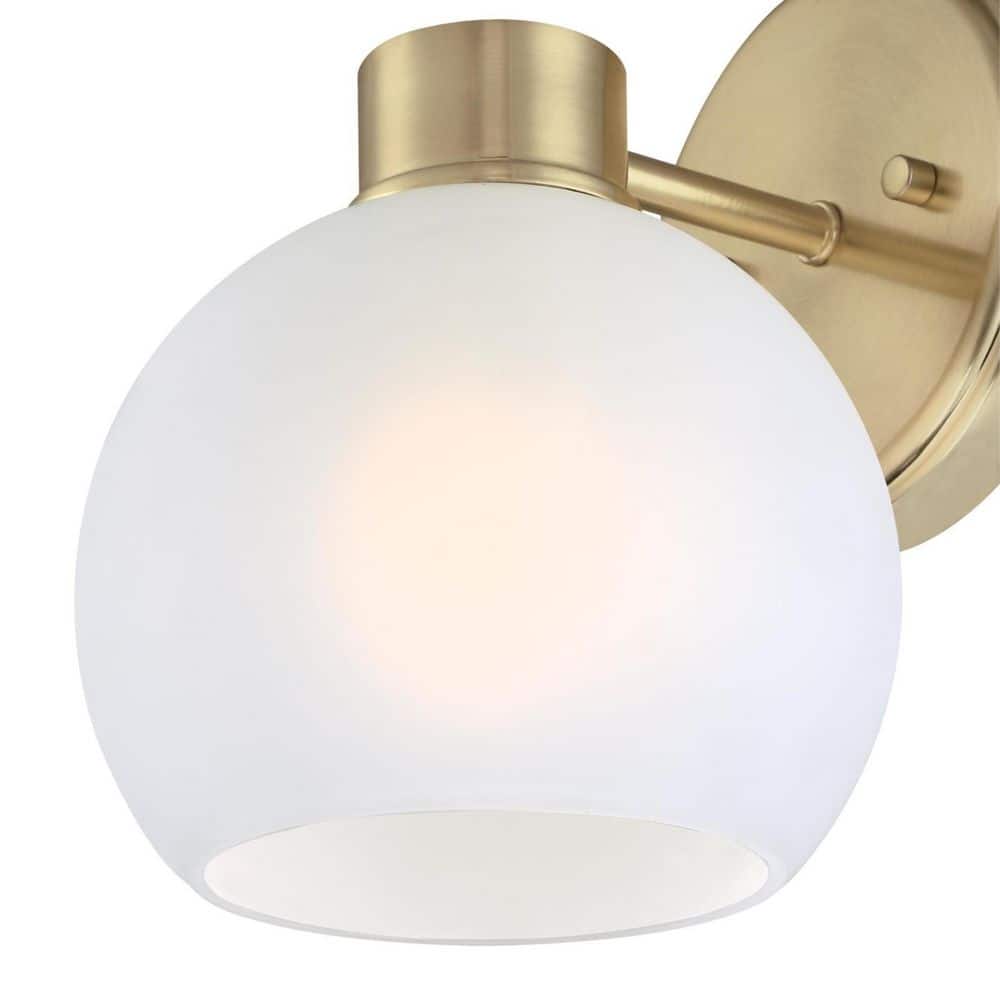 Champagne Brass 9" Wall Sconce with Frosted Glass Globe