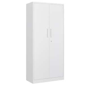 31.5 in. W x 70.87 in. H x 15.7 in. D Adjustable 4 Shelves Steel Garage Freestanding Cabinet with 2 Doors in White