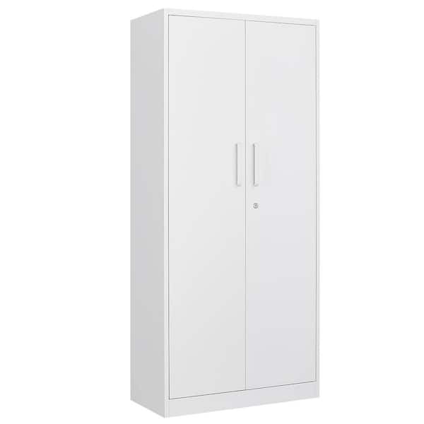 LISSIMO 31.5 in. W x 70.87 in. H x 15.7 in. D Adjustable 4 Shelves Steel Garage Freestanding Cabinet with 2 Doors in White