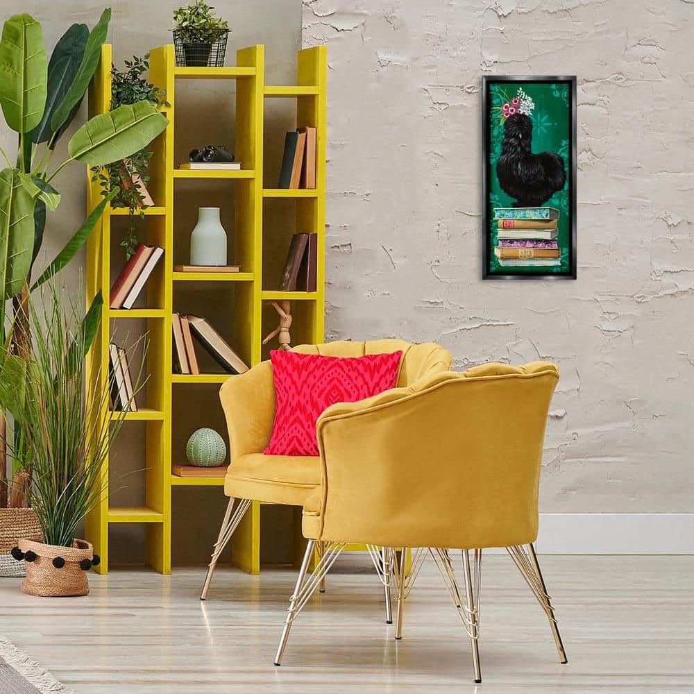 Country Chicken on Bookstack by Heather Gauthier Black Floater Frame Animal Graphic Art Print 25 in. x 11 in. price history on PriceWatchPro