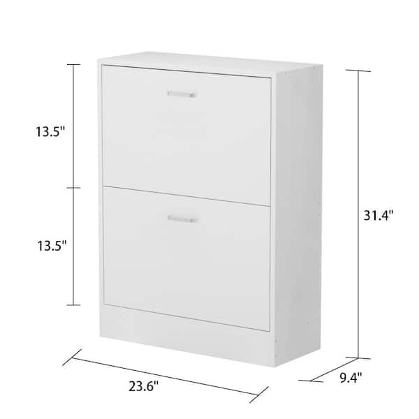 FUFU&GAGA 23.6 in. W x 45.5 in. H White Wood 18-Pair Wood Shoe Storage  Cabinet with 6-Foldable Compartments KF200140-01 - The Home Depot