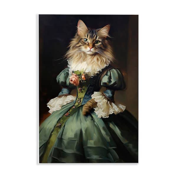 Cat in Elegant Dress by Wumples Unframed Animal Graphic Art Print 15 in. x 10 in.