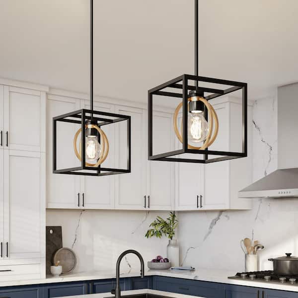 Designers Fountain Kew Gardens 60-Watt 1-Light Matte Black Modern Pendant Light with Open Cage Design and No Bulbs Included