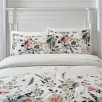 Flora 3-Piece Multi-Color Watercolor Floral Cotton Full/Queen Comforter Set