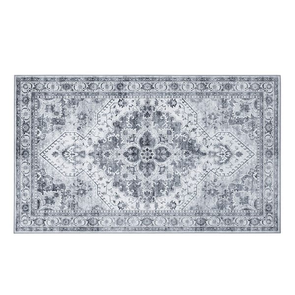 Geraldine Gray 9 ft. x 12 ft. Tufted Geometric Polyester Area Rug