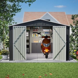 Staykiwi 10 ft. W x 8 ft. D Metal Black Shed with Lockable