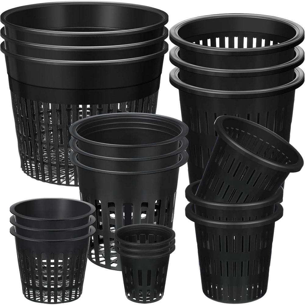 Variety Size of Black Plastic Slotted Mesh Net Pots with Holes for Indoor Growing and Repotting (18-Pack) price history on PriceWatchPro