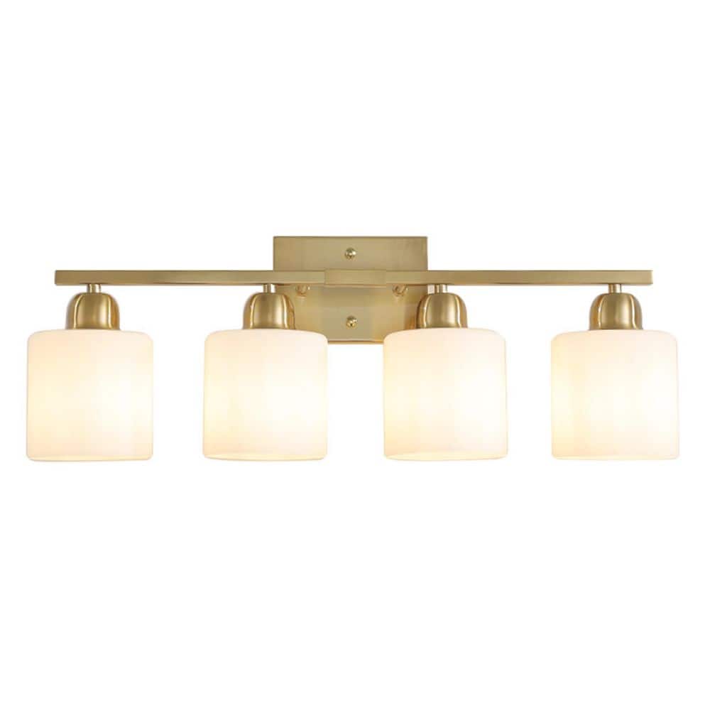 24.8 in. 4-Light Modern Gold Bathroom Vanity Wall Light with Frosted Glass Shades price history on PriceWatchPro