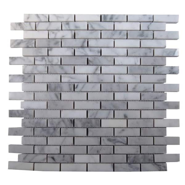 Ivy Hill Tile Big Brick White Carrera 3 in. x .31 in. Marble Mosaic Floor and Wall Tile Sample