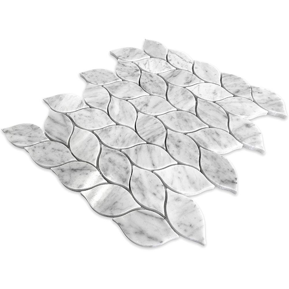 Polished Carrara White Leaf Mosaic Tile for Walls and Floors