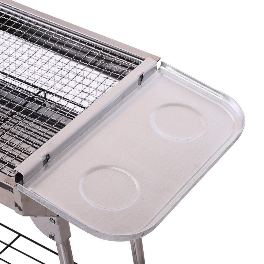 Portable Stainless Steel Charcoal Hibachi Grill with Shelves