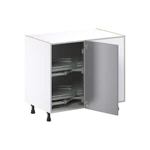 Bristol 39 in. W x 24 in. D x 34.5 in. H Painted Gray Shaker Assembled Right Pullout Blind Base Corner Kitchen Cabinet