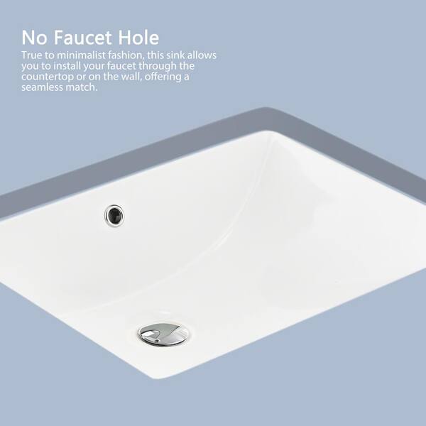 YASINU 20 in . Undermount Rectangular Bathroom Sink with
