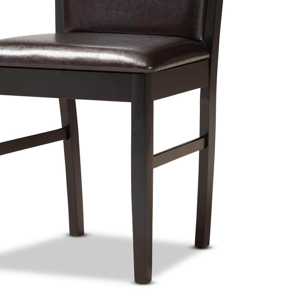 Ancel 5-Piece Dark Brown Faux Leather & Wood Modern Dining Set