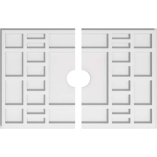 Ekena Millwork 26 in. W x 17-3/8 in. H x 3 in. ID x 1 in. P Beaux Architectural Grade PVC Contemporary Ceiling Medallion (2-Piece)