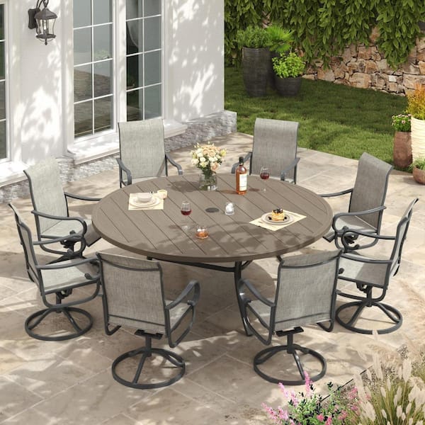 Espresso 3-Piece Rubber Wood Outdoor Dining Set, Drop Leaf