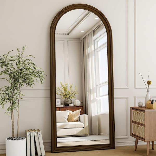 Antique Bronze 32 in. W x 71 in. H Arched PU Frame Full Length Mirror Floor Mirror