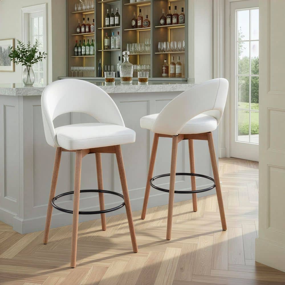 LumiSource Renee Upholstered 30.25 in. H White Faux Leather, White