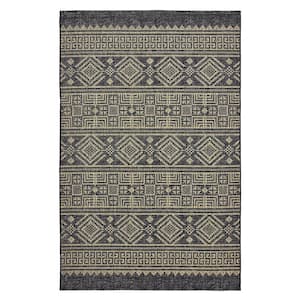 Silveria Geometric Black/Brown 7 ft. 9 in. x 9 ft. 9 in. Indoor/Outdoor Patio Rectangle Area Rug