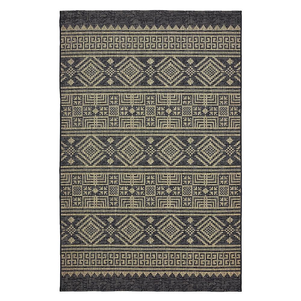 Silveria Geometric Black/Brown 5 ft. x 8 ft. Indoor/Outdoor Patio Patio Rec