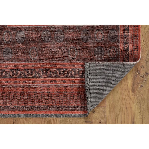 Lena Red and Black 5 ft. x 7 ft. Transitional Woven Oriental Polyester Rectangle Indoor Area Rug