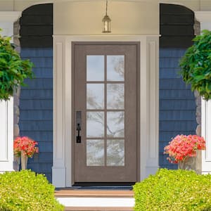 Regency 36 in. x 80 in. Full 8-Lite Right-Hand/Inswing Clear Glass Ashwood Stained Fiberglass Prehung Front Door