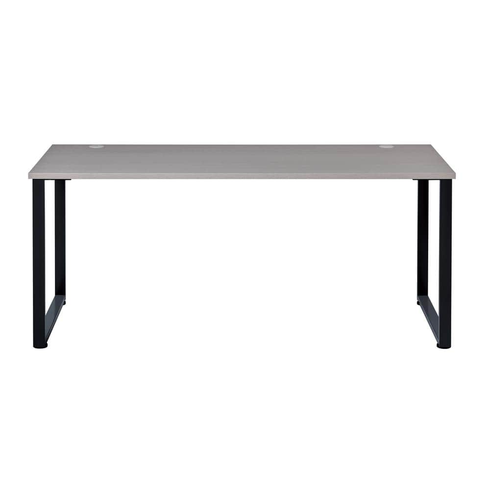 Gray Elm and Black Metal Desk with Drawer, 60"