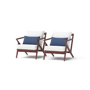 Vaughn Removable Cushion Wood Outdoor Lounge Chair with Sunbrella Bliss Ink Cushions (2-Pack)