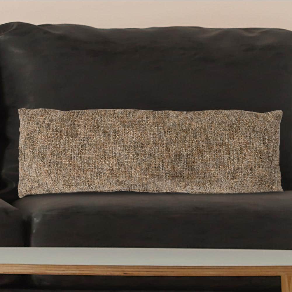 Greige Mélange Cotton Blend Bouclé Lumbar Pillow