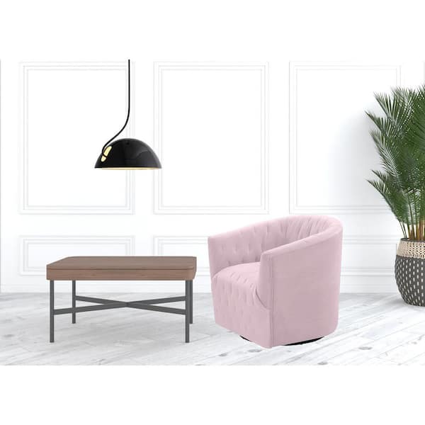 HomeRoots Amelia 30.7 in. Blush Velvet Barrel Chair