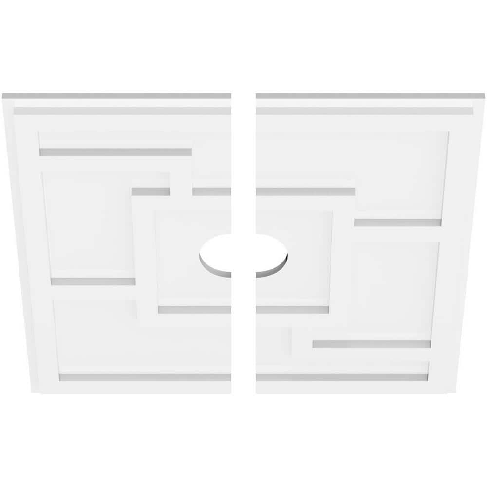 White PVC Contemporary Ceiling Medallion, 20" Square