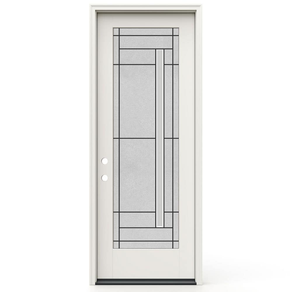 36 in. x 96 in. Right-H and Full Lite Frameless Atherton Decorative Glass Primed Fiberglass Prehung Door W/ Brickmould price history on PriceWatchPro