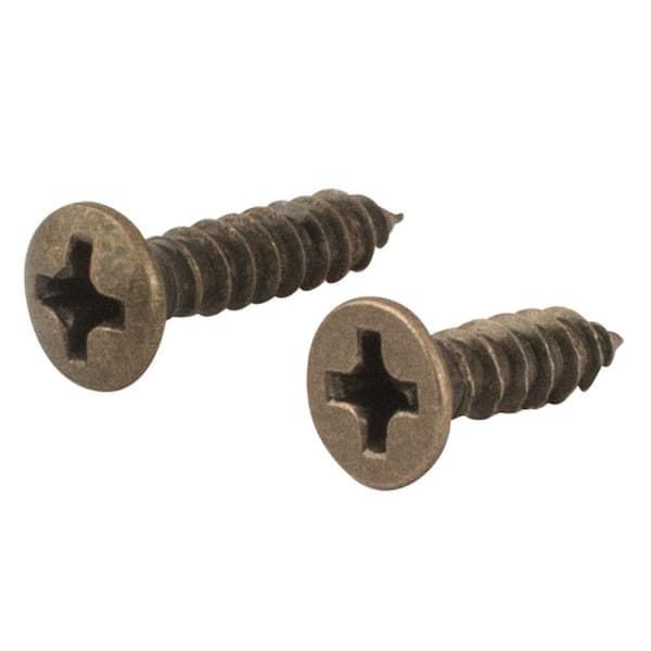 Everbilt #6 Antique Brass Flat-Head Phillips Cabinet Hinge Screw (10-Piece per Pack)