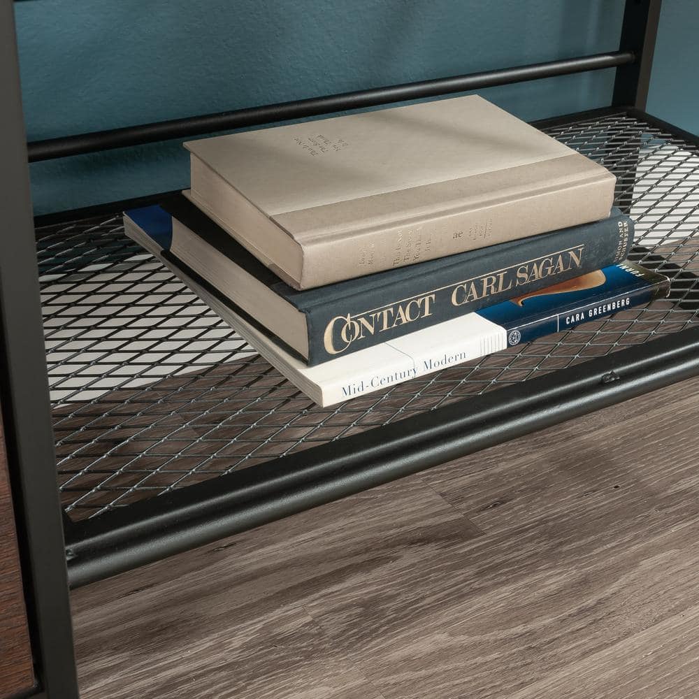 36.25" Barrel Oak Adjustable Bookcase with Metal Frame