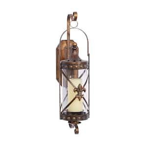 Bronze Glass Traditional Candle Wall Sconce