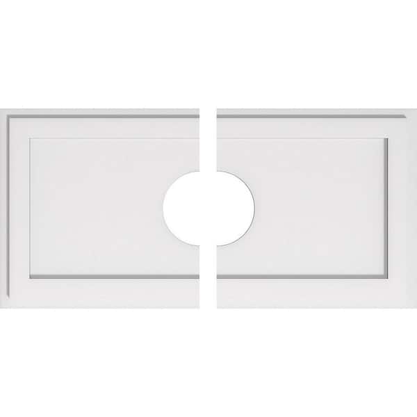 Ekena Millwork 32 in. W x 16 in. H x 6 in. ID x 1 in. P Rectangle Architectural Grade PVC Contemporary Ceiling Medallion (2-Piece)
