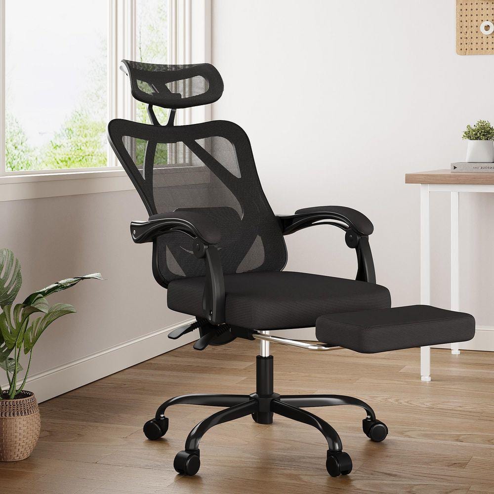 Lirago Mesh Adjustable Height Ergonomic Task Chair in Black with
